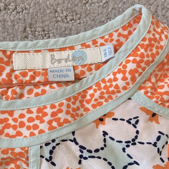 BODEN orange floral peplum blouse, Sz US 2. - Picture 5 of 7